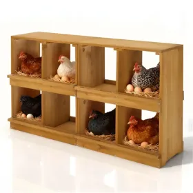 Nesting Boxes For Chickens, Wooden Chicken Nesting Box, Laying Eggs Nest Box For Chickens Hens Ducks, Yellow, 8 Compartments (Option: defaulttitle)